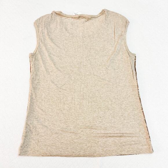 Michael Stars Bronze Sheer Heather Muscle Sleeve Sequin Front Top SZM/L - Picture 4 of 9